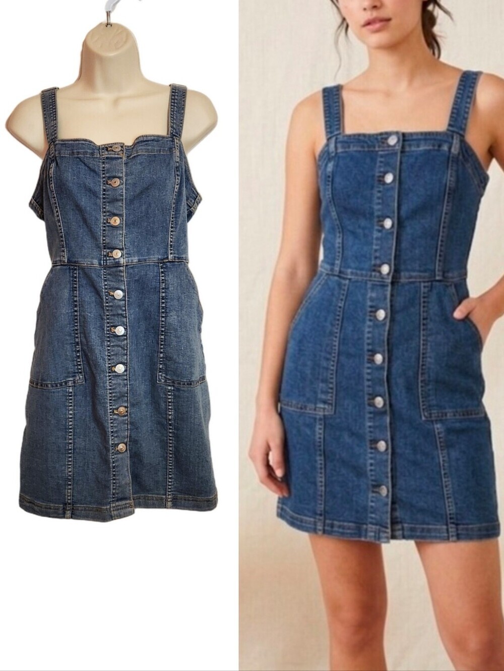 H&M Divided Denim Jumper Pinafore Dress Medium